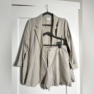 Linen Shorts & Blazer Set